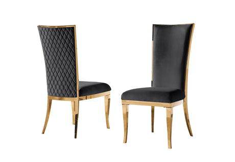 Set of two Roxy light grey velvet dining chairs in a modern room setting