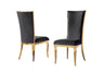 Set of two Roxy light grey velvet dining chairs in a modern room setting