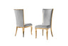 Roxy Dining Chair in light grey velvet with gold stainless steel frame