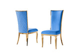 Front view of Roxy velvet dining chair showing gold metal legs