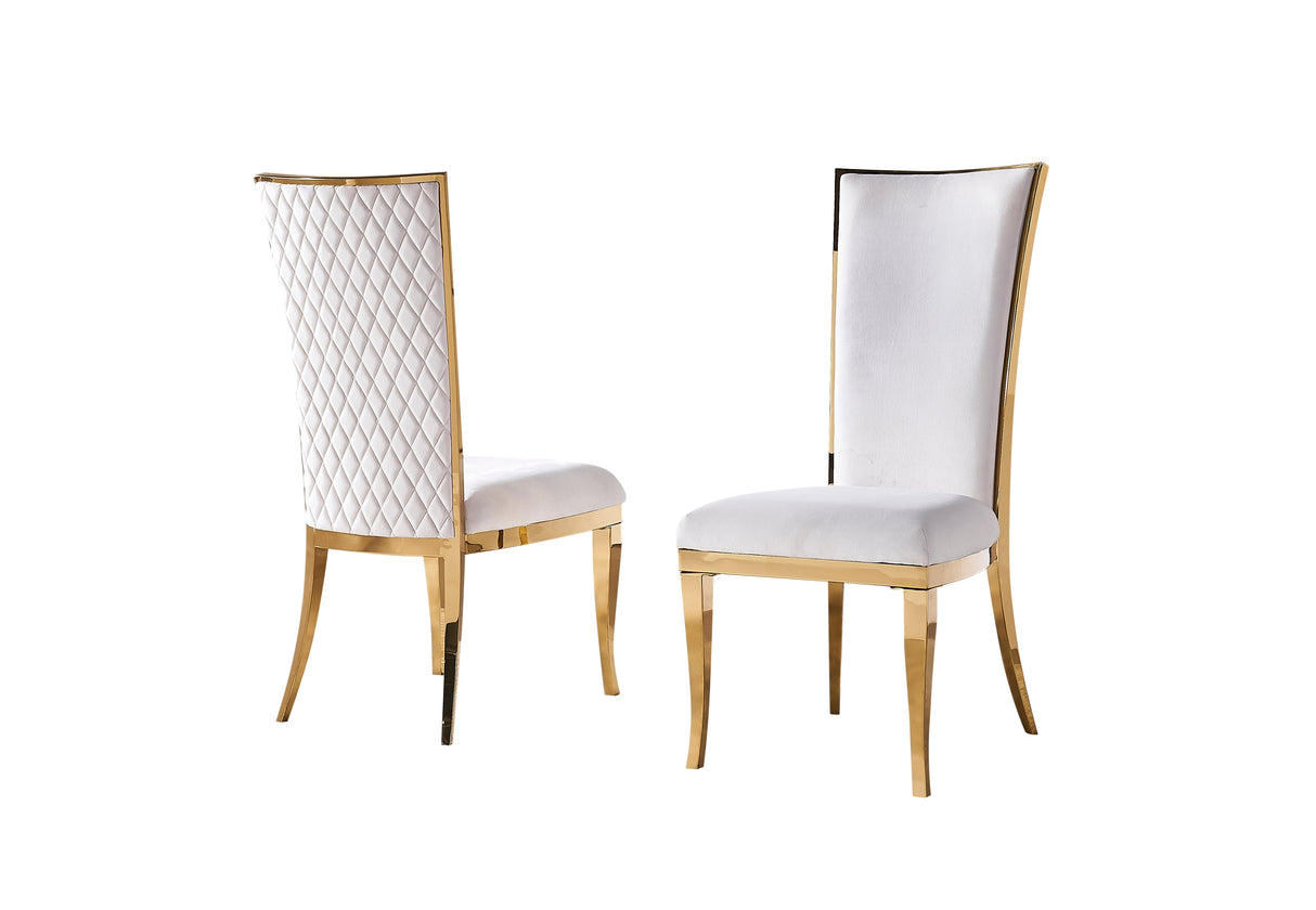 Close-up of quilted back detailing on light grey velvet dining chair