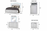 Shiney White Finish Bedroom Set with LED Headboard & Storage