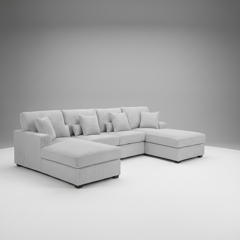 Fancy Sectional in Corduroy Fabric