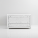 Shiney White Finish Bedroom Set with LED Headboard & Storage