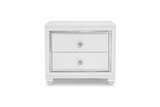 Shiney White Finish Bedroom Set with LED Headboard & Storage
