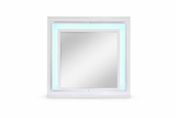 Shiney White Finish Bedroom Set with LED Headboard & Storage