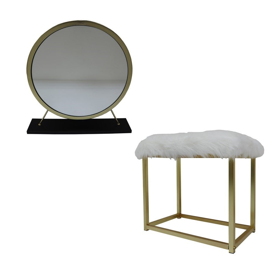 Adao Vanity Mirror & Stool Set
