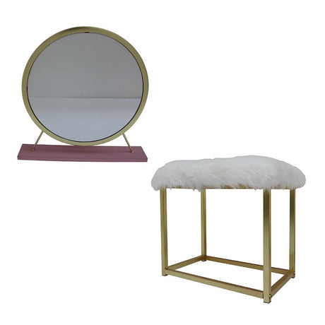 Adao Vanity Mirror & Stool Set