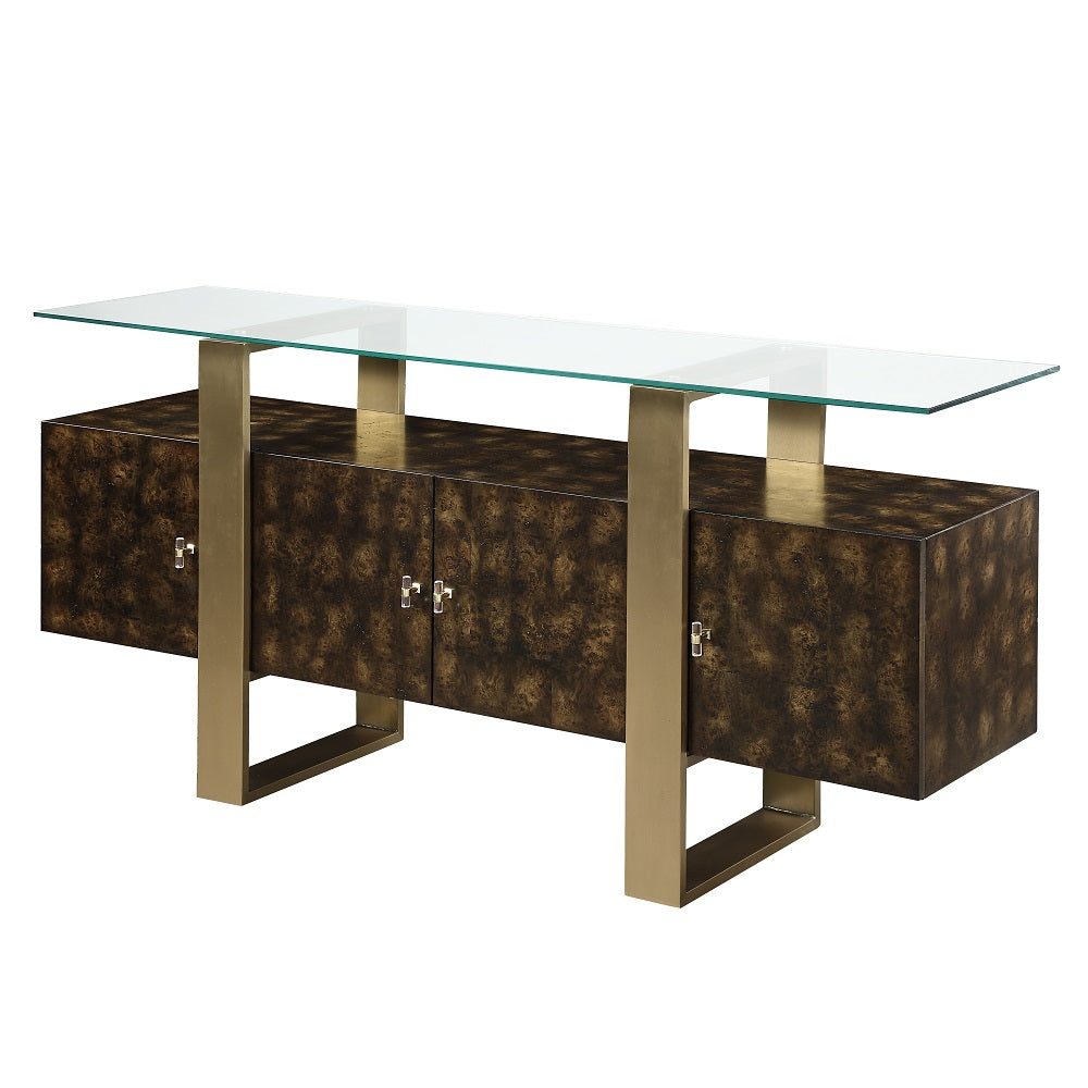 Mabyn Glass-Top Console Cabinet
