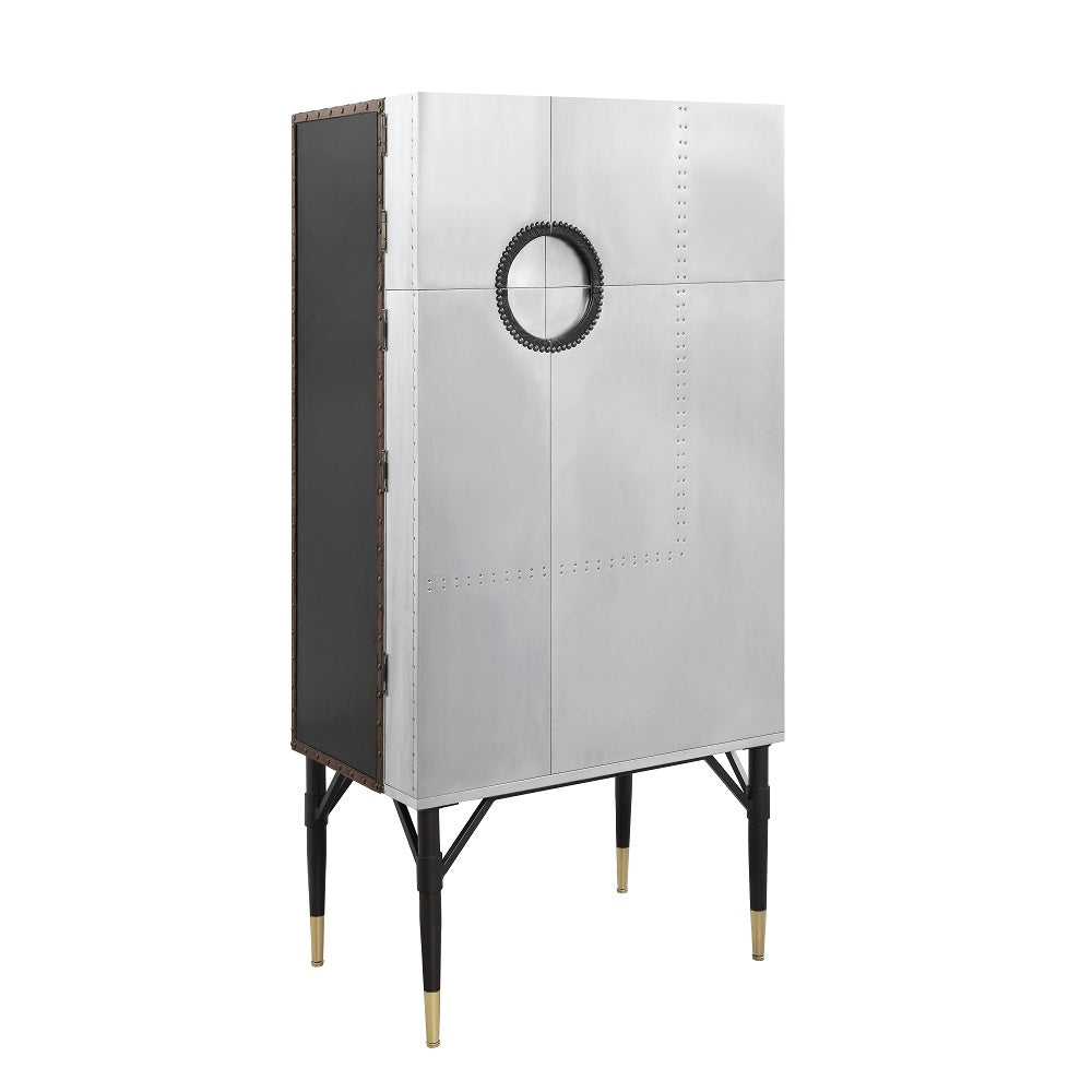 Yoela Riveted Aluminum Wine Cabinet