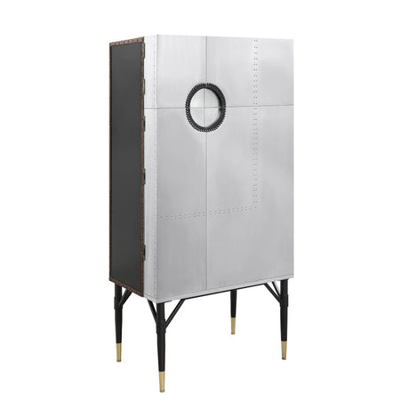 Yoela Riveted Aluminum Wine Cabinet