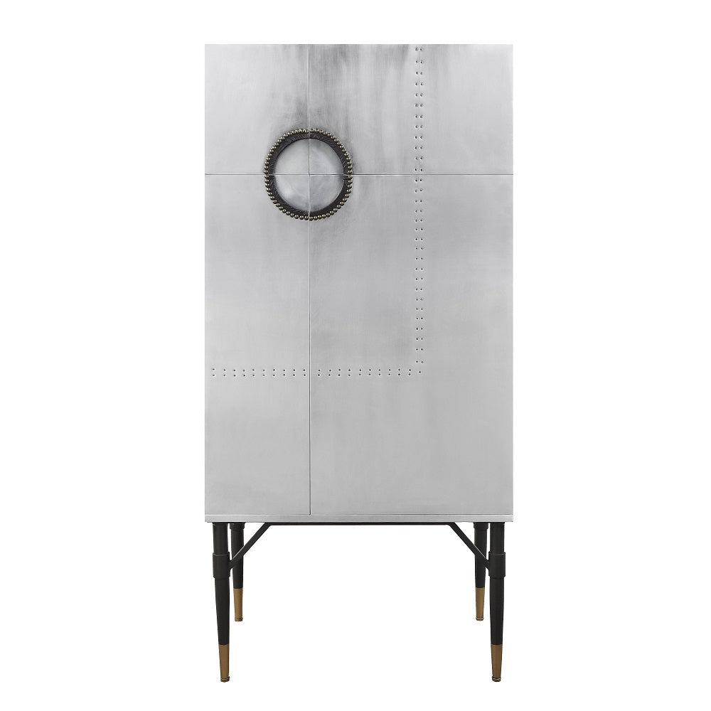 Yoela Riveted Aluminum Wine Cabinet