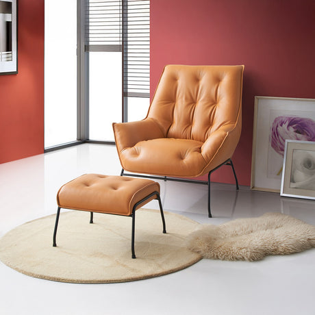Zusa Top Grain Leather Accent Chair