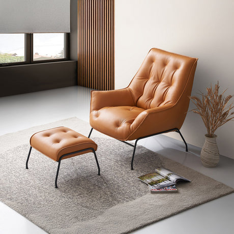 Zusa Top Grain Leather Accent Chair