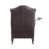 Pino Button-Tufted Leather Accent Chair with Pillow