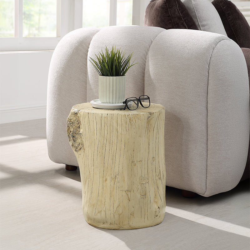 Gene Faux Concrete Accent Table - Eco-Friendly Cement in Natural Brown or Natural Gray