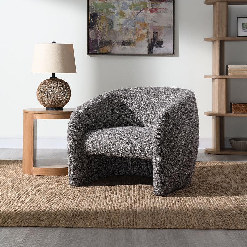 Livia Accent Chair - Pocket Coil Seat in Brown & Gray Tweed