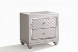 Shiney Silver Finish Bedroom Set with LED Headboard & Storage