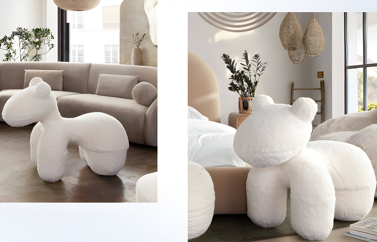 Bailey Animal Bench in Cream Faux Sheepskin