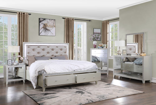 Sliverfluff Glam Mirror - Silver Glitter Trim & Mirrored Frame in Champagne, with Optional Lights