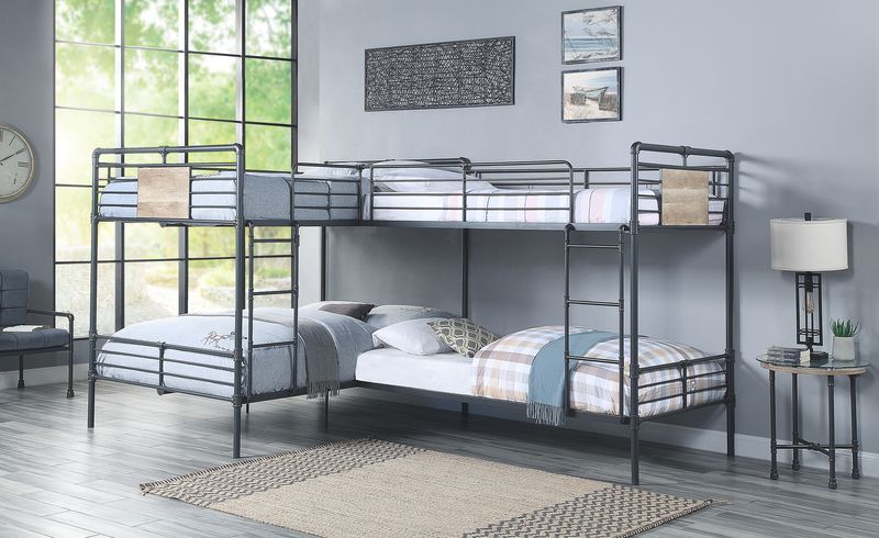 Cordelia Industrial Bunk & Loft Beds - Water Pipe-Style Metal Frame & Sandy Black