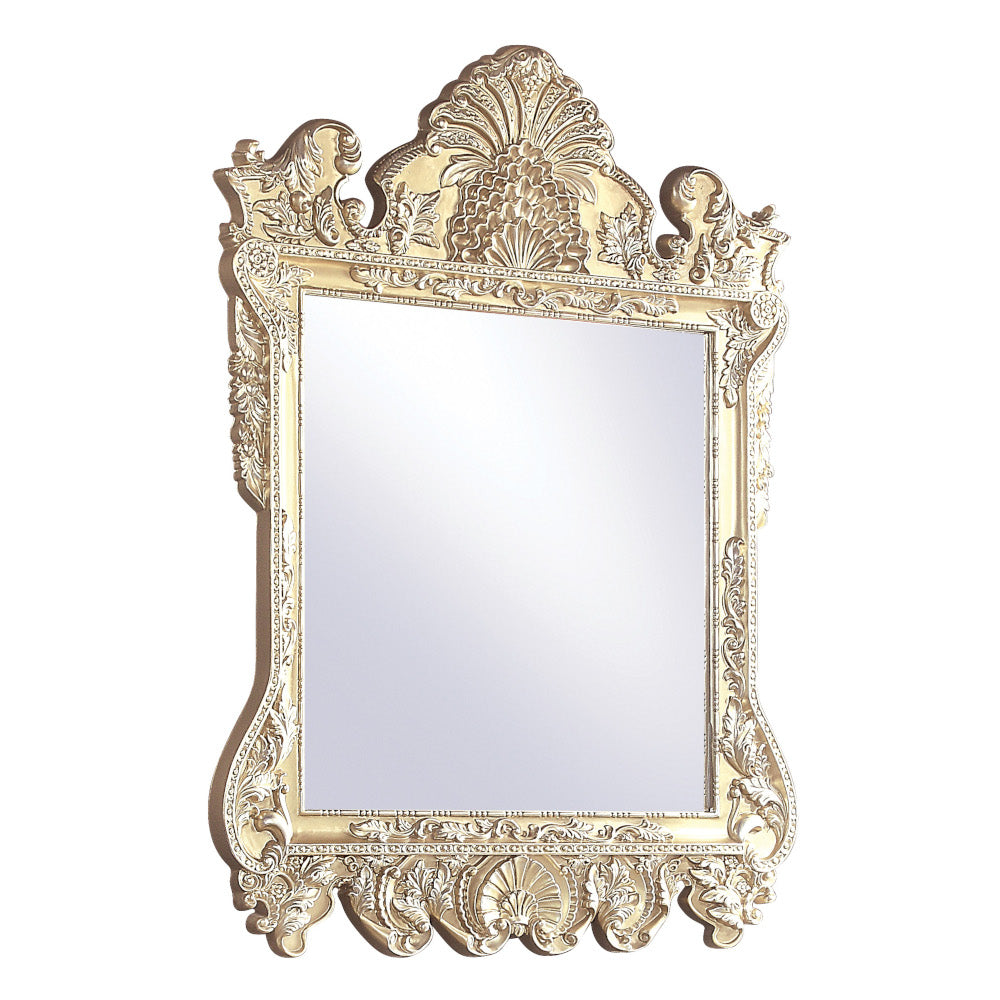 Vatican Scrolled Floral Mirror & Tufted Bench