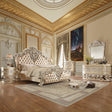Vatican Scrolled Floral Mirror & Tufted Bench