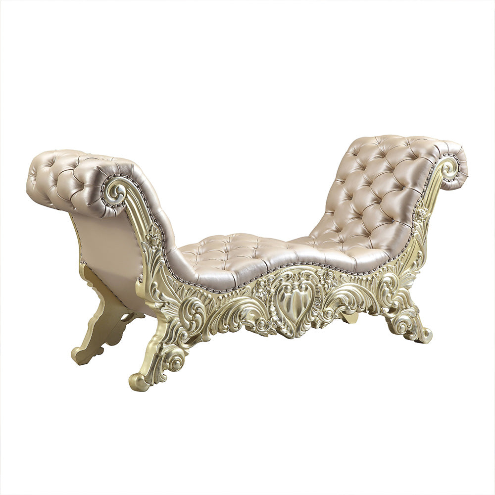 Vatican Scrolled Floral Mirror & Tufted Bench