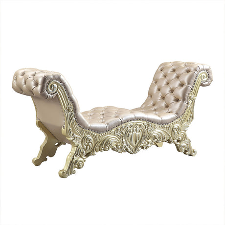 Vatican Scrolled Floral Mirror & Tufted Bench