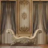Vatican Scrolled Floral Mirror & Tufted Bench