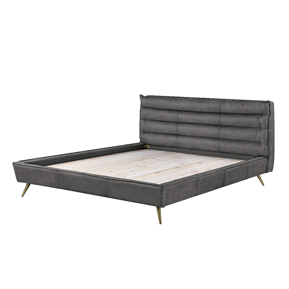 Doris Top Grain Leather Upholstered Bed