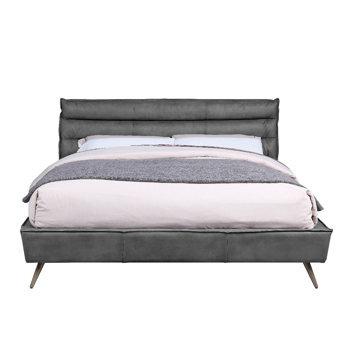 Doris Top Grain Leather Upholstered Bed
