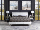 Doris Top Grain Leather Upholstered Bed