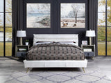 Doris Top Grain Leather Upholstered Bed