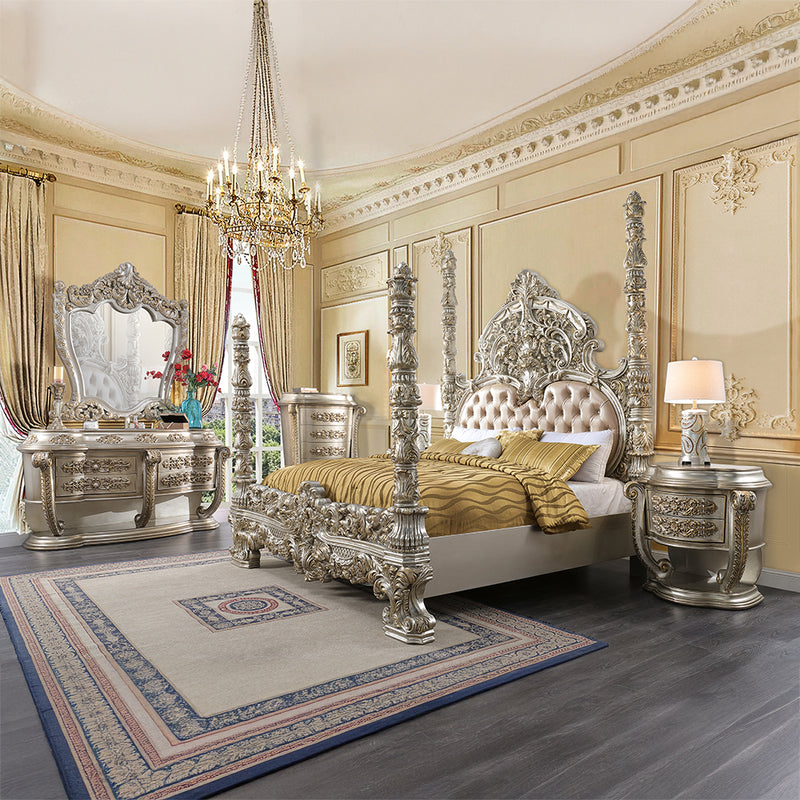 Danae Opulent Dresser & Chest - Sculpted Scrolls & Felt-Lined Drawers in Champagne & Gold