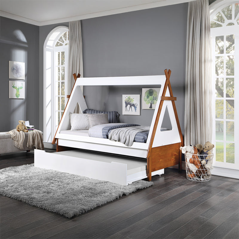 Loreen Twin House Bed - Teepee-Style Frame in Oak & White