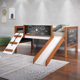 Aurea Twin Loft Bed with Slide & Chalkboard Panels