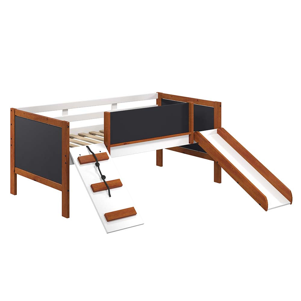 Aurea Twin Loft Bed with Slide & Chalkboard Panels