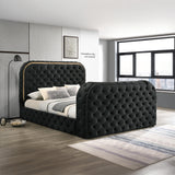 Kana Velvet Smart Bed with LED Headboard, Fireplace & Lift TV Stand