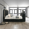 Kana Velvet Smart Bed with LED Headboard, Fireplace & Lift TV Stand