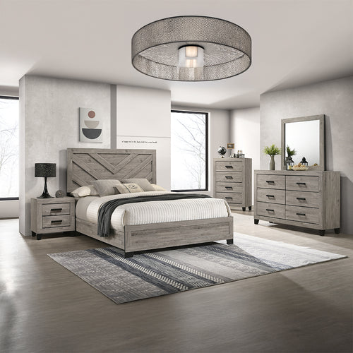 Mari Farmhouse Mirror - Square Wood Frame in Light Gray