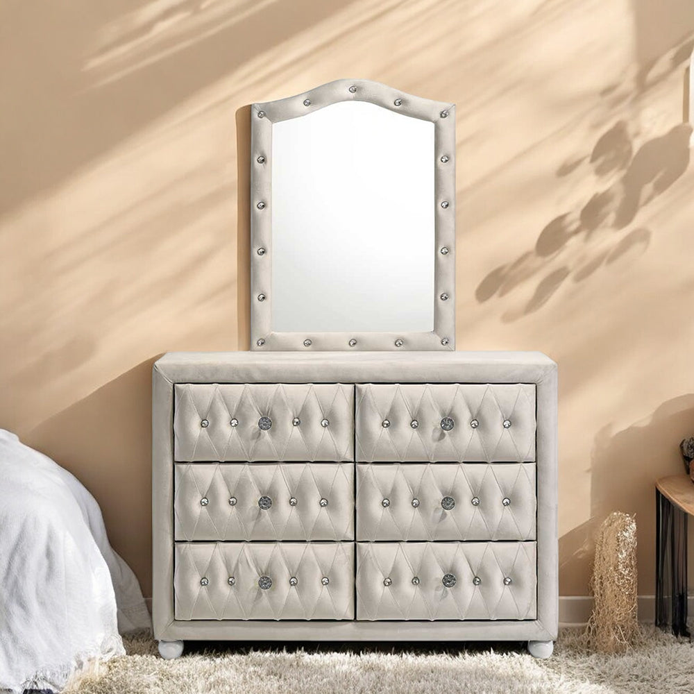 Reggie Tufted Upholstered Mirror
