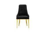 Detailed view of the black textured fabric upholstery on the FOAK Stylus dining chair set.