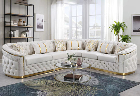 Close up of deep button tufted backrest on gray velvet sectional sofa