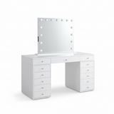 Yonkers Vanity with LED Mirror & Drawers - Modern White Set!