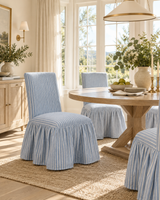 Gertrude Striped Performance Linen Skirted Dining Chair