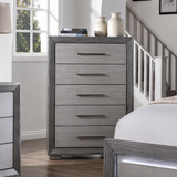 Raiden Queen Bedroom Set with Integrated LED Lighting and USB Charging - Transitional & Brushed Gray Finish