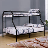Finnerty Contemporary Metal Bunk Bed with Attached Ladder - Twin over Full or Full over Full in Black, Silver or White - cm-bk1032bk-tf-1
