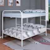 Finnerty Contemporary Metal Bunk Bed with Attached Ladder - Twin over Full or Full over Full in Black, Silver or White - cm-bk1032wh-ff-1