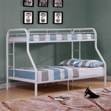Finnerty Contemporary Metal Bunk Bed with Attached Ladder - Twin over Full or Full over Full in Black, Silver or White - cm-bk1032wh-tf-1